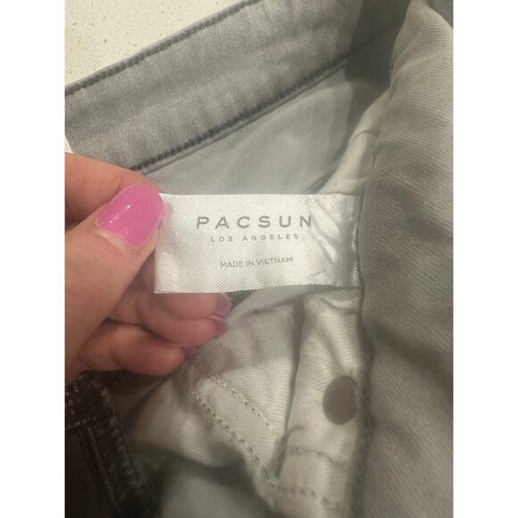 Pac Sun Stacked Skinny Jeans Distressed Gray 29x30 Streetwear skater - Picture 6 of 7